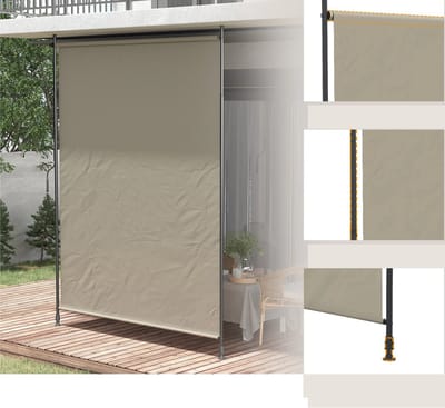 Linkforu - Verticale Rolzonwering – Zonnescherm – Luifel - Verduisteringdoek – Handmatig Intrekbaar - 200x215 -305 cm - Grijs