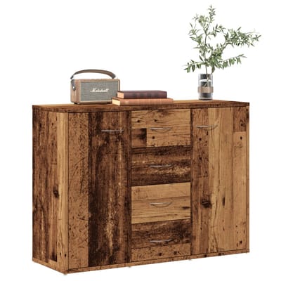 vidaXL - Dressoir - 88x30x64 - cm - bewerkt - hout - oud - houtkleurig