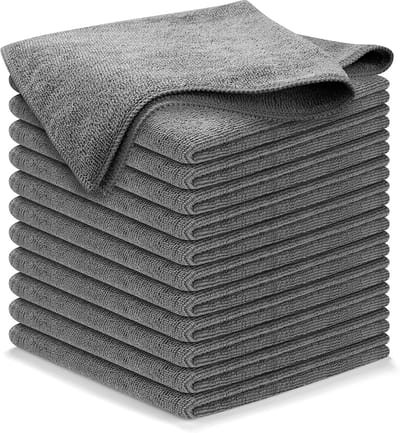 Microfiber cleaning cloth gray -12 pack (30 * 30cm) - High performance - Super absorbent microfiber towel woven to remove dirt and liquids, suitable for seamless mirror gloss - Car wash cloth