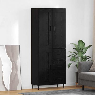 vidaXL - Highboard - 2 - st - Zwart - Eiken - 69,5 - x - 34 - x - 180 - cm - Bewerkt - hout