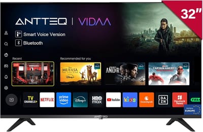 ANTTEQ V32-AH3.Q1D-BT - Smart TV 32 Inch (81 cm) - VIDAA OS - Voice Control & Bluetooth - Netflix, YouTube, Disney+ - Triple Tuner - Model 2026