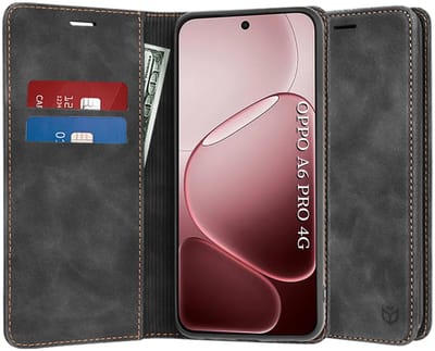 Hoesje geschikt voor Oppo A6 Pro - Techsuit Confy Book Wallet Case - Zwart