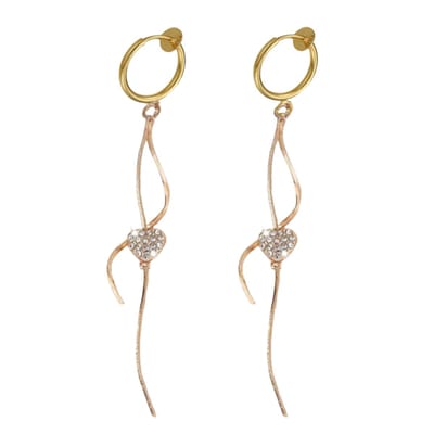 Klem oorbellen - goudkleurig - strass - hartje - geen gaatje- Charme Bijoux