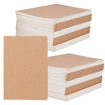 Dailygoods- Notitieboek A5 - 50 Stuks - 72 Pagina's - 80 g/m² Kraftpapier - Blanco - Perfect voor Notities en Journaling - Schrijfblok