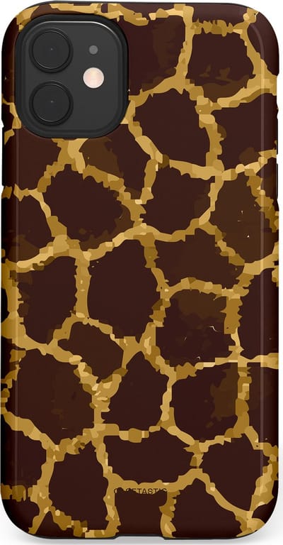 Casetastic hoesje geschikt voor Apple iPhone 11 - Dubbellaagse bescherming - Afrikaanse Giraffenprint - Fashion Case - Zwart Bruin Goud Olijfgroen