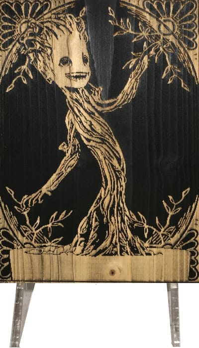 CharredArt - Houten Bord Groot Sapling | Hout kunst - Huis decoratie woonkamer - Wanddecoratie accessoires - Kamer interieur decoraties