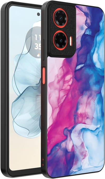 Smartphonica Telefoonhoesje Geschikt voor Motorola Moto G04 - G24 - G24 Power - E14 met Roze Blauw Marmer Opdruk - TPU Backcover Case Rose Blue Marble Design