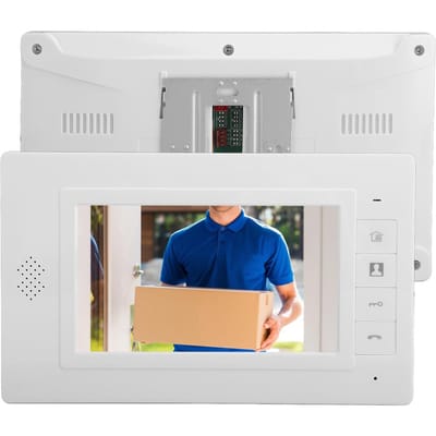Système Interphone Visiophone Sonnette Vidéo Écran Couleur 7 pouces Caméra IR Sonnette Vidéo Filaire Kit Téléphone de Porte pour US Plug argenté