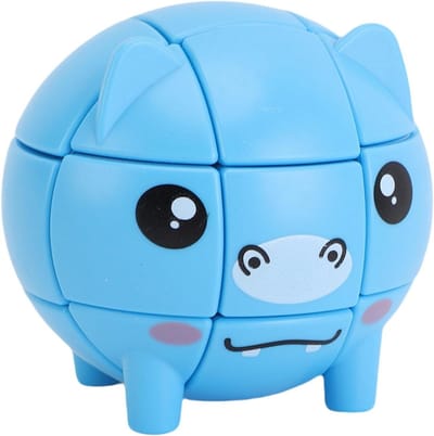 Nijlpaard Dierenpuzzel Kubus - Speed Cube Dier - Kind Educatie - Schattig Cartoon Ontwerp - 7 cm - Multicolor