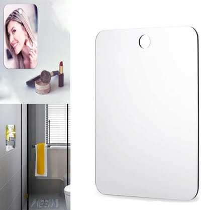 Dailygoods- Douchespiegel 17x13 cm - Scheerspiegel - Wandhangende Cosmeticaspiegel - Breukveilig - Anticondens - Inclusief 2 Haken - Make-up Spiegel