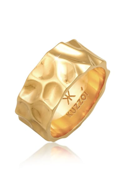 KUZZOI - Ring - Heren Band Ring Hammered gebruikt kijken solide in 925 Sterling zilver - Heren