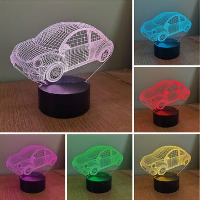 Klarigo® Nachtlamp – VW - Kever - Beetle - Auto - 3D LED Lamp Illusie – 16 Kleuren – Bureaulamp – Nachtlampje Kinderen – Creative lamp - Afstandsbediening