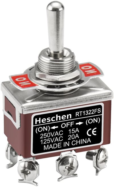 Dailygoody toggle switch - On/Off/On - 15A, 250V - Metaal - Schakelaar voor diverse toepassingen - Geschikt voor auto en boot