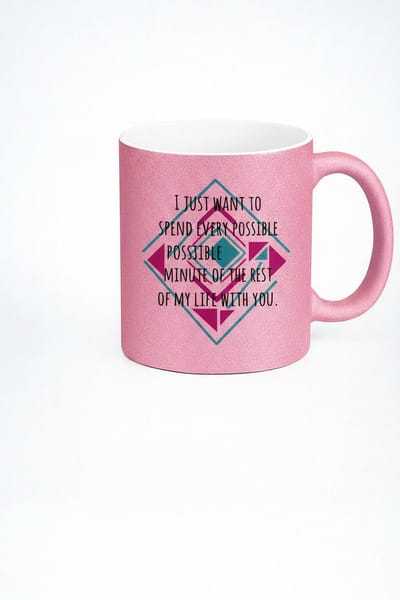 Roze Glitter Mok met Liefdesboodschap - 'Every Minute With You' Romantisch Cadeau