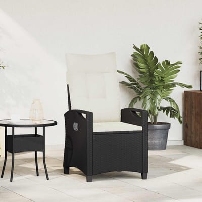 vidaXL - Ligstoel - voor - Tuin - Zwart - en - Crème - 56 - x - 60 - x - 112 - cm - poly - rattan