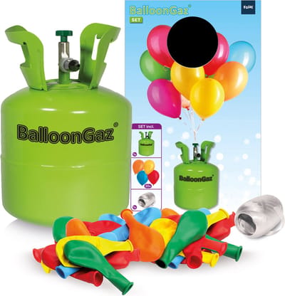 Helium Cilinder BalloonGaz met 20 Meerkleurige Ballonnen en Lint