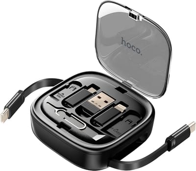 Hoco, 6-in-1 USB-C Oplaadkabel 60W - Met Universele Adapters - Snellader, Zwart