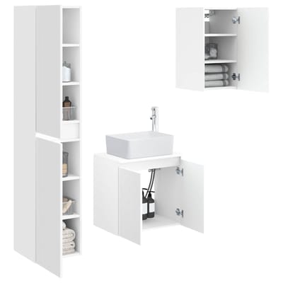 vidaXL - Badkamermeubel - Set - 3 - st - Wit - 33 - x - 34,5 - x - 160 - cm - Bewerkt - hout