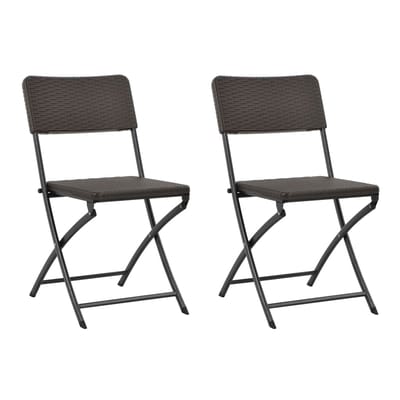 vidaXL - Opklapbare - stoelen, - 2 - stuks, - HDPE - en - staal, - bruin