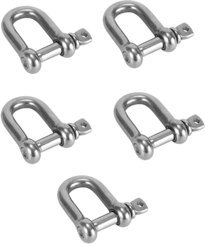 5 Stuks RVS Schroefbouten Karabijnsluitingen - D-Vormige Kabel Verbindingsstukken M8