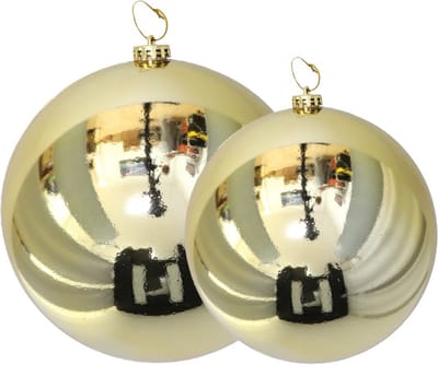 Gerimport Grote decoratie kerstballen - 2x st - goud - D15 en D20 cm - kunststof - kerstversiering