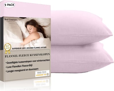 Bed Couture  Flanel Fleece Kussenslopen - 100% Katoen Extra zacht en Warm - Set van 2 - 50x70  Cm - Roos