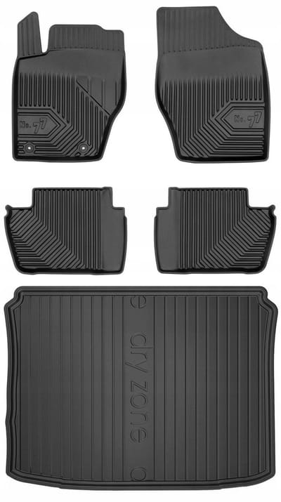Frogum No.77 Automatenset + Dry Zone Kofferbakmat - Geschikt voor Peugeot 307 Hatchback (2001-2008) - 5-deurs - Complete Set - Perfecte Pasvorm - TPE Rubber - Hoge Rand - Geurloos - Zwart