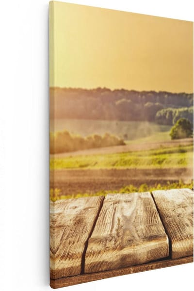 Artaza Canvas Schilderij Zonsondergang - 20x30 cm - Klein - Wanddecoratie Landschap - Muurdecoratie Boerenland - Kamer Accessoires Natuur