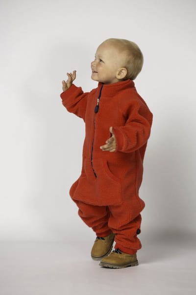 Ducksday - Fleecepak Sherpa - Onesie voor kinderen - unisex - Rood Teddy- PFAS vrij - Recycled - maat 80/86