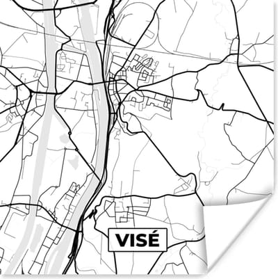 Poster België – Visé – Stadskaart – Kaart – Zwart Wit – Plattegrond - 100x100 cm XXL