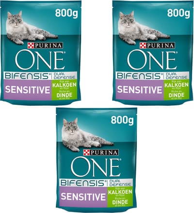 Purina One Bifensis Sensitive Rijk Aan Kalkoen En Rijst 800 gram x 3
