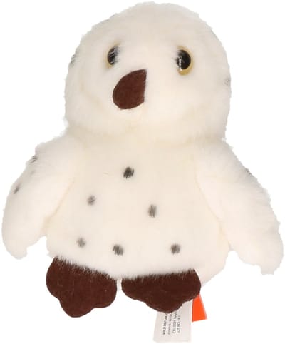 Wild republic Pluche knuffel Uil - vogel - wit - 13 cm - bosdieren knuffels