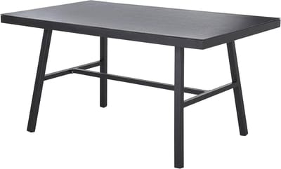 Tuintafel - Eettafel Buiten - Buiten Eten - Veiligheidsglas Steenlook - 150x90 cm - Zwart