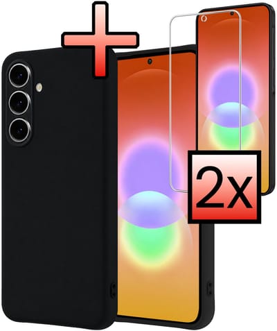Hoesje - Met 2x Screenprotector - Geschikt voor Samsung Galaxy A27 - Sterk & Shockproof - Back Cover - Siliconen Case - Telefoon Hoes - Zwart