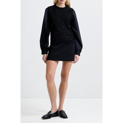 French Connection Mix Media L/s Jumper Black Maat: L | Longsleeves Outlet | Dames | Zwart