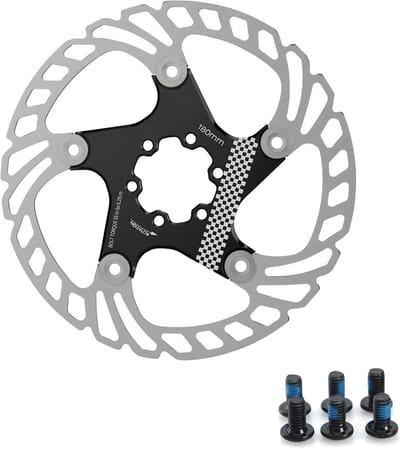 Zwarte Fietsremschijf 180 mm voor Racefiets MTB en BMX met 6 Schroeven