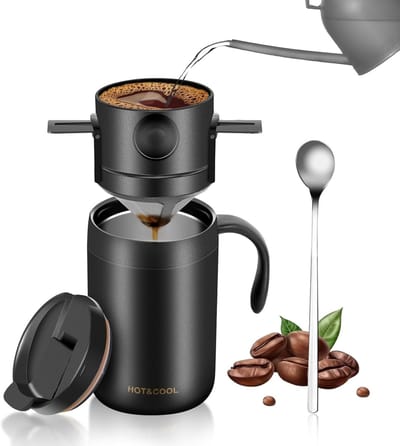 Daity Draagbare pour-over koffiekop — Pour-over koffieset — Draagbare koffiekit — Ideaal voor op reis — kamperen — op kantoor en backpacken