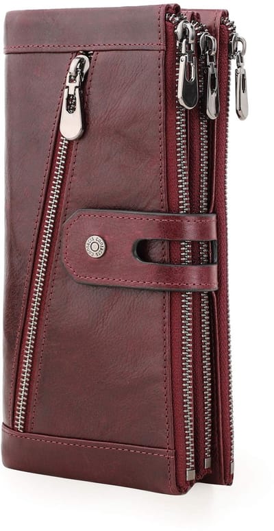Dailygoods - Echt Leren Rits Portemonnee voor Dames - Telefoon Clutch en Kaartportemonnee