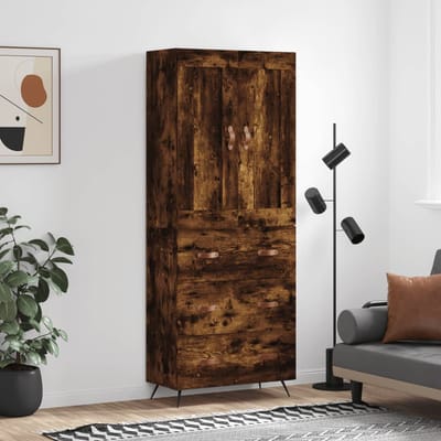 vidaXL - Hoge - kast - 69,5x34x180 - cm - bewerkt - hout - gerookt - eikenkleurig