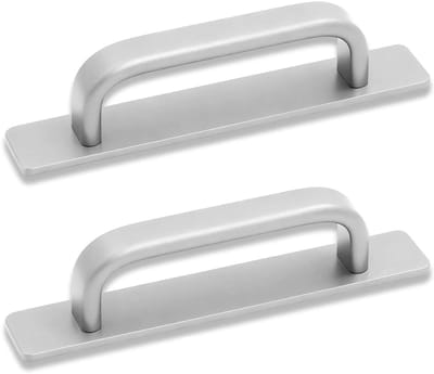 Set van 2 zelfklevende schuifdeurgrepen van 180 mm, zilver, ideaal voor kasten en deuren, aluminiumlegering, eenvoudig te installeren