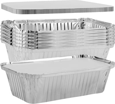 20 Stuks Rechthoekige Aluminium Bakplaten met Deksel, Ideaal voor Koken, Roosteren en Bakken, 25.2 x 13.5 x 7.8 cm