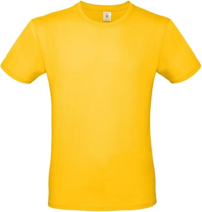 Set van 2x stuks geel basic t-shirt met ronde hals voor heren - katoen - 145 grams - gele shirts / kleding, maat: S (48)