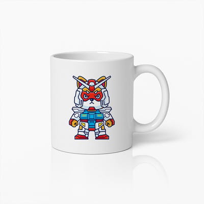 Felle Mecha Robot Cartoon Mok – Unieke en Stoere Koffiebeker voor Sci-Fi Fans