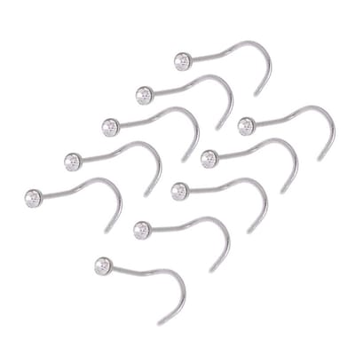 Fako Bijoux® - Neuspiercing - Bocht Kristal - Wit - 10 Stuks