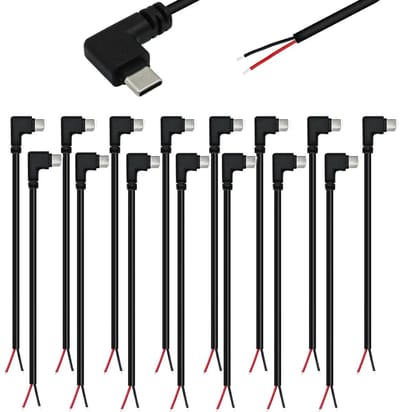 Dailygoody - 15 pcs USB C Pigtail Kabel 90 Graden, 22 AWG, 5V/3A voor DIY Projecten