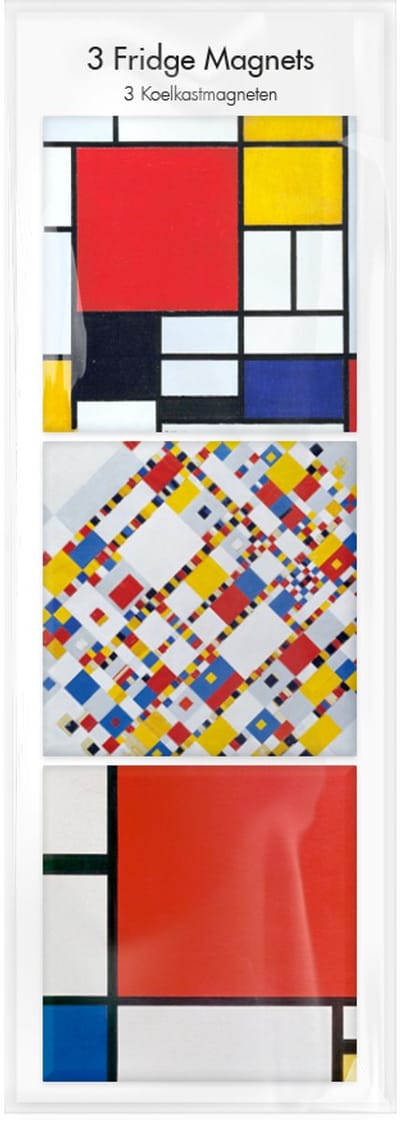 Lanzfeld Mondriaan - Magneetset van 3 - Koelkastmagneet - Art Deco - Softcover