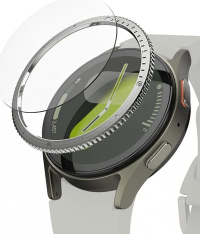Ringke Bezel Styling + Tempered Glass Geschikt voor Samsung Galaxy Watch 7 40MM - RVS Watch Cover + Screen Protector - Silver