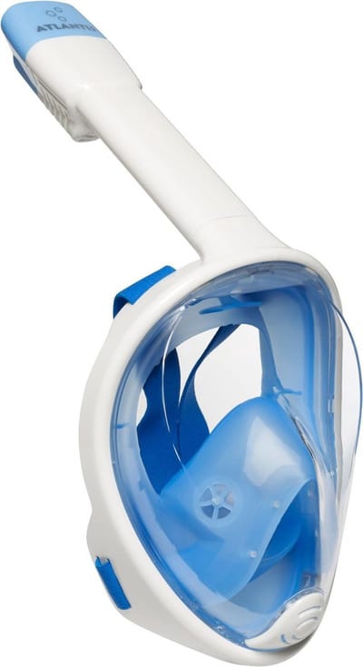 Atlantis Snorkelmasker - Duikbril - Snorkel - Snorkelset - Full Face Masker - Volwassenen - Wit/Blauw - L/XL