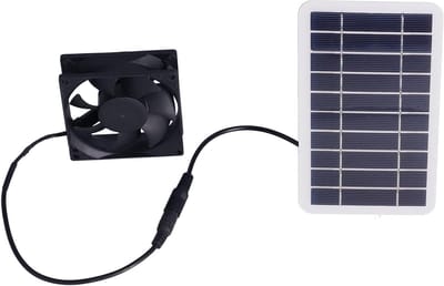 Zonnepaneel Ventilator - Solar Fan Kit - Apparaten Opladen - Dubbele USB Poorten - 21 x 13 x 3 cm
