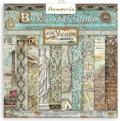 Stamperia - Maxi Background - Sir Vagabond Aviator - 12x12 Inch Paper Pack (SBBL113)